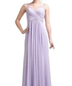 Formal Gowns Cinderella Divine - Strapless Crisscrossed Bodice A-Line Long Formal Gown