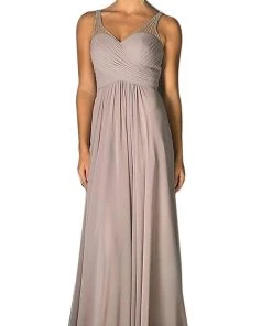 Formal Gowns Cinderella Divine - Strapless Crisscrossed Bodice A-Line Long Formal Gown