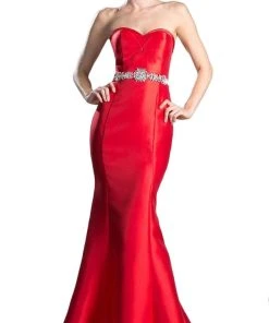 Formal Gowns Cinderella Divine - Strapless Fitted Embellished Mermaid Evening Dress
