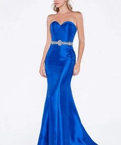 Formal Gowns Cinderella Divine - Strapless Fitted Embellished Mermaid Evening Dress