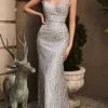 Formal Gowns Cinderella Divine - Strapless Glitter Prom Dress CR863 - 1 Pc Silver In Size 16 Available