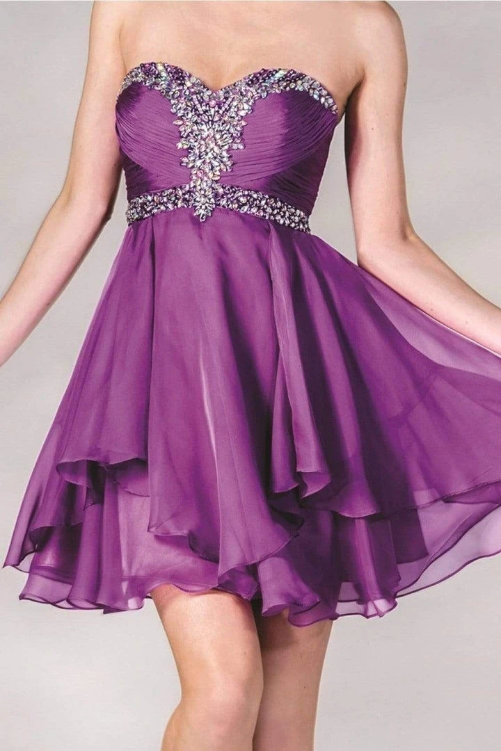 Cinderella Divine - Strapless Sweetheart Tiered Hem A-Line Cocktail Dress Cocktail Dresses 9 Cinderella Divine - Strapless Sweetheart Tiered Hem A-Line Cocktail Dress Cocktail Dresses