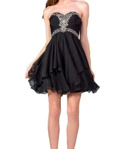 Cinderella Divine - Strapless Sweetheart Tiered Hem A-Line Cocktail Dress Cocktail Dresses 14 Cinderella Divine - Strapless Sweetheart Tiered Hem A-Line Cocktail Dress Cocktail Dresses