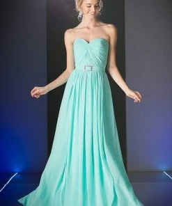 Cinderella Divine - Strapless Twined Front Chiffon Long Evening Gown Formal Gowns