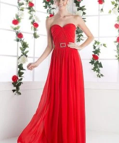 Cinderella Divine - Strapless Twined Front Chiffon Long Evening Gown Formal Gowns