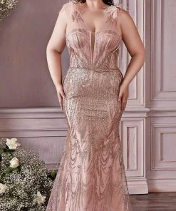 Cinderella Divine - Sweetheart Beaded Prom Gown CB087C - 1 Pc Rose Gold In Size 20 Available
