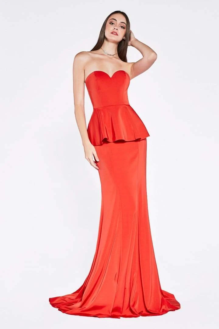 Cinderella Divine - Sweetheart Peplum Trumpet Dress P102 - 1 Pc Red In Size 6 Available 3 Cinderella Divine - Sweetheart Peplum Trumpet Dress P102 - 1 Pc Red In Size 6 Available