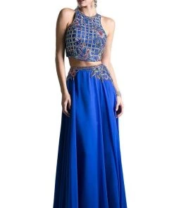 Cinderella Divine - Two Piece Floral Embroidered A-line Dress