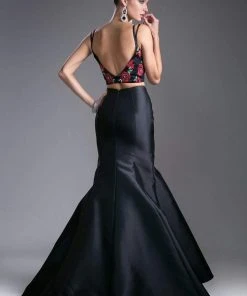 Cinderella Divine - Two Piece Floral Mermaid Evening Dress