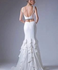 Cinderella Divine - Two Piece Sleeveless Ruffled Trumpet Gown 8 Cinderella Divine - Two Piece Sleeveless Ruffled Trumpet Gown