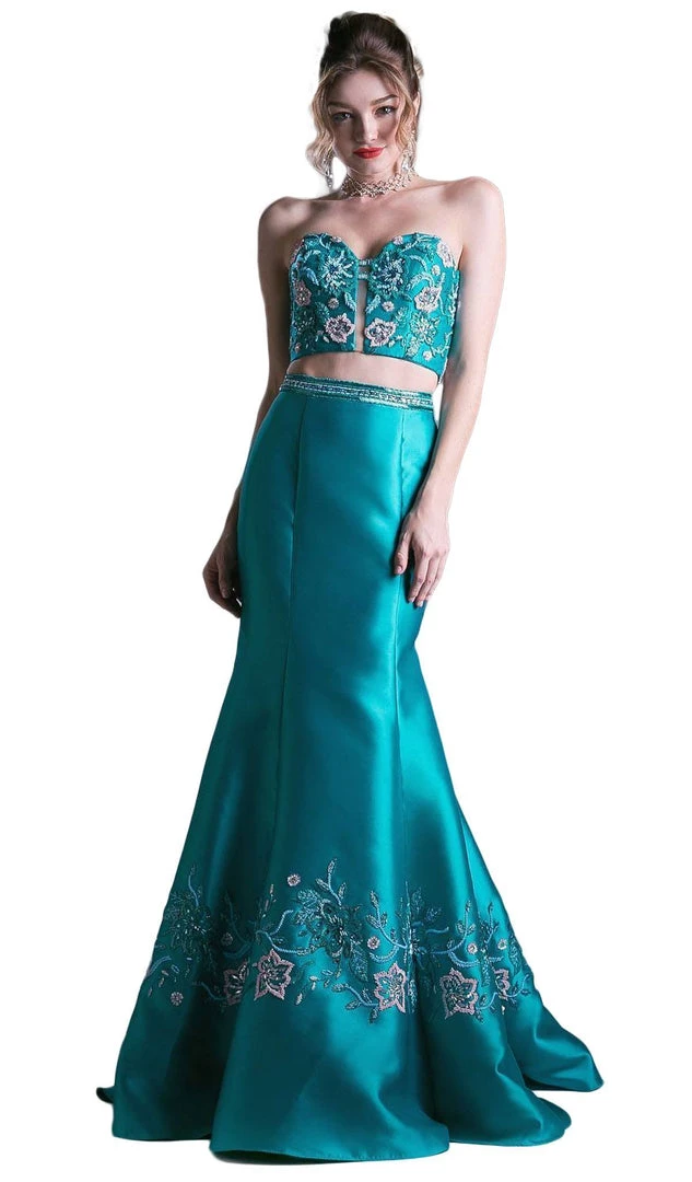 Formal Gowns Cinderella Divine - Two Piece Strapless Embellished Mermaid Dress 3 Formal Gowns Cinderella Divine - Two Piece Strapless Embellished Mermaid Dress