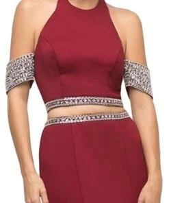 Cinderella Divine - UH551 Embellished Halter Trumpet Dress Formal Gowns