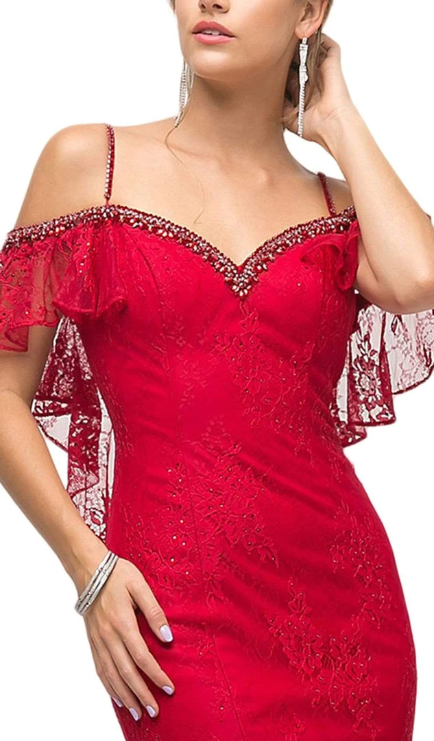 Formal Gowns Cinderella Divine - UH552 Beaded Cold Shoulder Mermaid Dress 4 Formal Gowns Cinderella Divine - UH552 Beaded Cold Shoulder Mermaid Dress