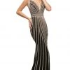 Cinderella Divine - UK017 Gold Beaded Stripe Sheath Gown Formal Gowns 2 Cinderella Divine - UK017 Gold Beaded Stripe Sheath Gown Formal Gowns