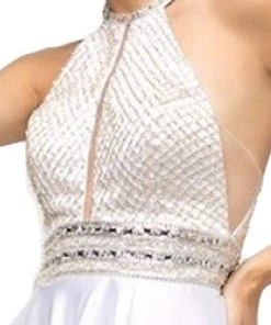 Formal Gowns Cinderella Divine - UM076 Beaded Halter A-line Dress With Train 5 Formal Gowns Cinderella Divine - UM076 Beaded Halter A-line Dress With Train