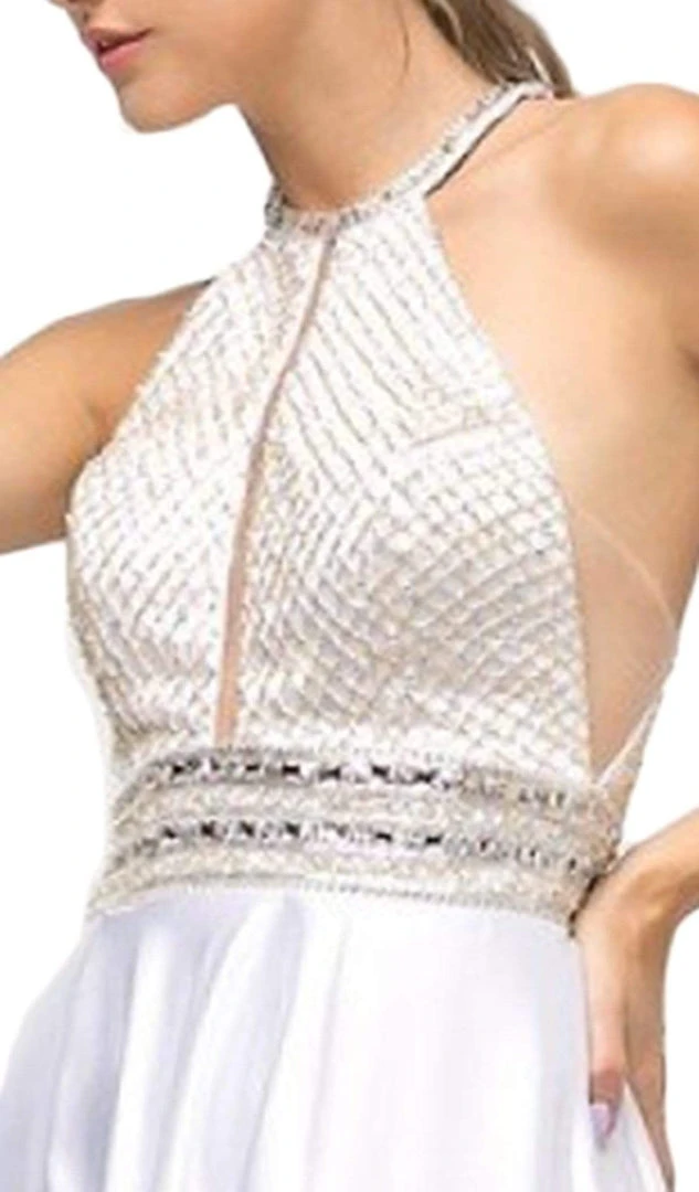 Formal Gowns Cinderella Divine - UM076 Beaded Halter A-line Dress With Train 4 Formal Gowns Cinderella Divine - UM076 Beaded Halter A-line Dress With Train