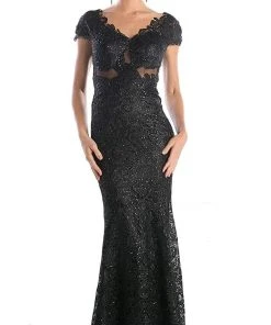 Formal Gowns Cinderella Divine - V-neck Lace Evening Dress