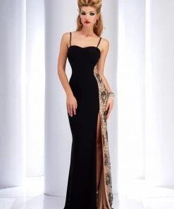 Clarisse - 2817 Sequined Contrast Panel Gown