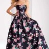 Clarisse - 3029 Strapless Floral Print Ballgown 1 Clarisse - 3029 Strapless Floral Print Ballgown