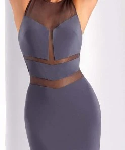 Clarisse - 3043 Chevron Panel Illusion Gown