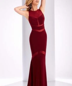 Clarisse - 3043 Chevron Panel Illusion Gown