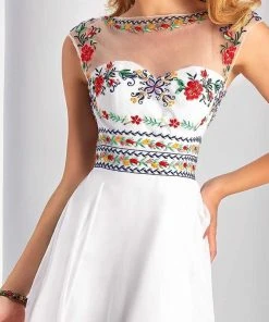 Formal Gowns Clarisse - 3050 Floral Illusion Bateau A-line Dress