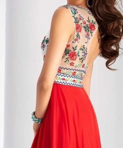 Formal Gowns Clarisse - 3050 Floral Illusion Bateau A-line Dress