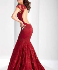 Clarisse - 3065 Sheer Cap Sleeves Applique Gown Formal Gowns 9 Clarisse - 3065 Sheer Cap Sleeves Applique Gown Formal Gowns