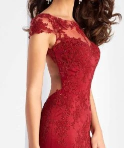 Clarisse - 3065 Sheer Cap Sleeves Applique Gown Formal Gowns 10 Clarisse - 3065 Sheer Cap Sleeves Applique Gown Formal Gowns