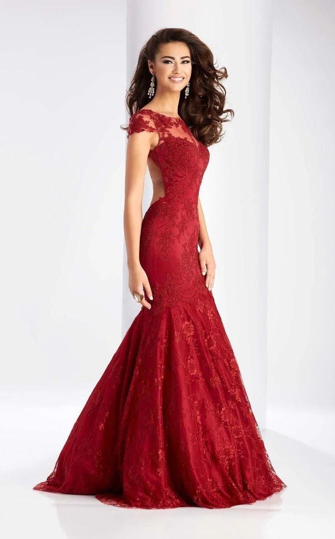 Clarisse - 3065 Sheer Cap Sleeves Applique Gown Formal Gowns 4 Clarisse - 3065 Sheer Cap Sleeves Applique Gown Formal Gowns