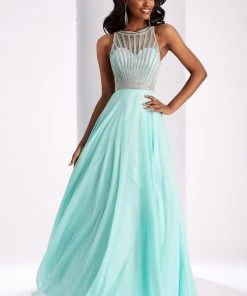 Clarisse - 3068 Radiating Stripe Illusion Gown