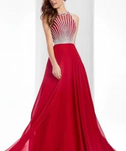 Clarisse - 3068 Radiating Stripe Illusion Gown