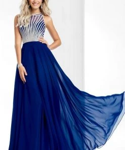 Clarisse - 3068 Radiating Stripe Illusion Gown