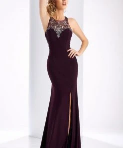 Formal Gowns Clarisse - 3115 Crystal Embellished Gown With Slit