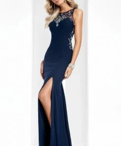Formal Gowns Clarisse - 3115 Crystal Embellished Gown With Slit 13 Formal Gowns Clarisse - 3115 Crystal Embellished Gown With Slit