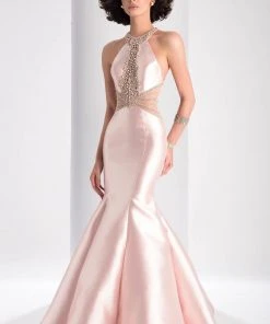 Clarisse - 3139 Embellished Halter Mermaid Gown Formal Gowns
