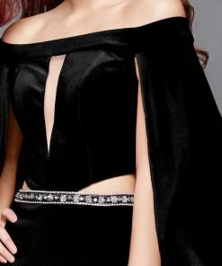 Clarisse - 3355 Cape Sleeved Off-Shoulder Dress 7 Clarisse - 3355 Cape Sleeved Off-Shoulder Dress