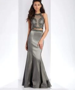 Formal Gowns Clarisse - 3410 Embellished Illusion Halter Mermaid Dress