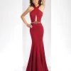 Formal Gowns Clarisse - 3417 Halter Neck Trumpet Jersey Gown