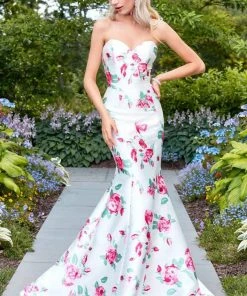 Clarisse - 3424 Strapless Floral Mermaid Gown
