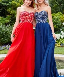 Formal Gowns Clarisse - 3472 Strapless Paisley Motif Chiffon Gown