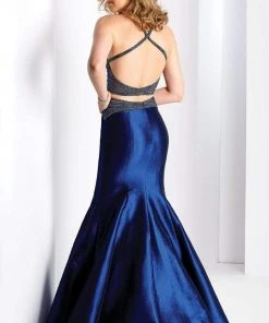 Clarisse - 3475 Two Piece Beaded Halter Mermaid Dress Formal Gowns