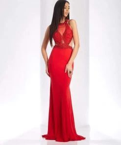Formal Gowns Clarisse - 3493 Beaded Halter Sheath Dress