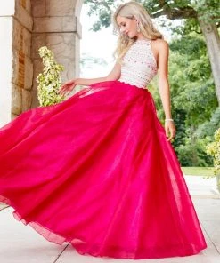 Formal Gowns Clarisse - 3507 Halter Neck Lace Novelty Ballgown