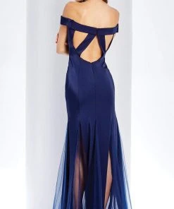 Clarisse - 3518 Off-Shoulder Sheer Trumpet Dress Formal Gowns