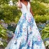 Formal Gowns Clarisse - 3538 Deep V-Neck Floral Mikado Evening Gown