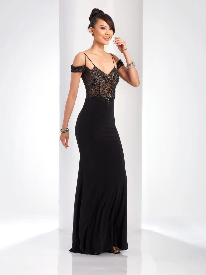 Formal Gowns Clarisse - 3544 Sheer Off-Shoulder Fitted Gown 3 Formal Gowns Clarisse - 3544 Sheer Off-Shoulder Fitted Gown
