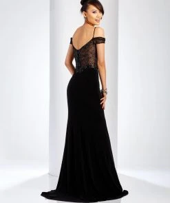 Formal Gowns Clarisse - 3544 Sheer Off-Shoulder Fitted Gown 5 Formal Gowns Clarisse - 3544 Sheer Off-Shoulder Fitted Gown