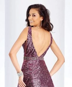 Clarisse - 3589 Sleeveless Sequined Deep V-neck Ballgown 7 Clarisse - 3589 Sleeveless Sequined Deep V-neck Ballgown