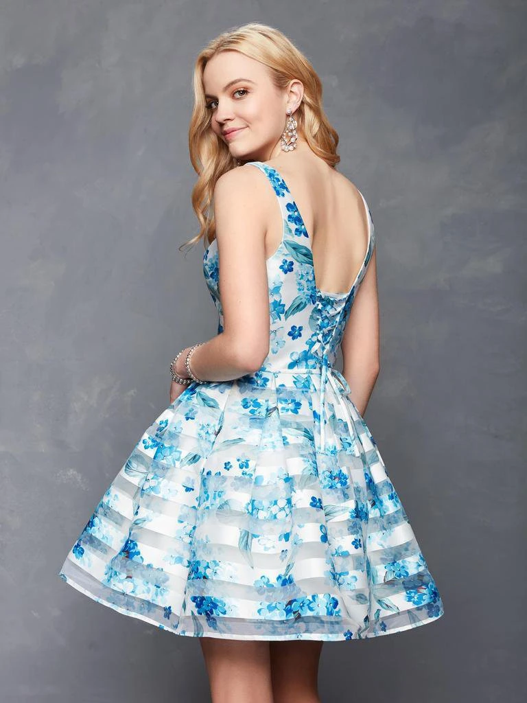 Clarisse - 3608 Floral Printed Deep V-neck Pleated A-line Dress 4 Clarisse - 3608 Floral Printed Deep V-neck Pleated A-line Dress